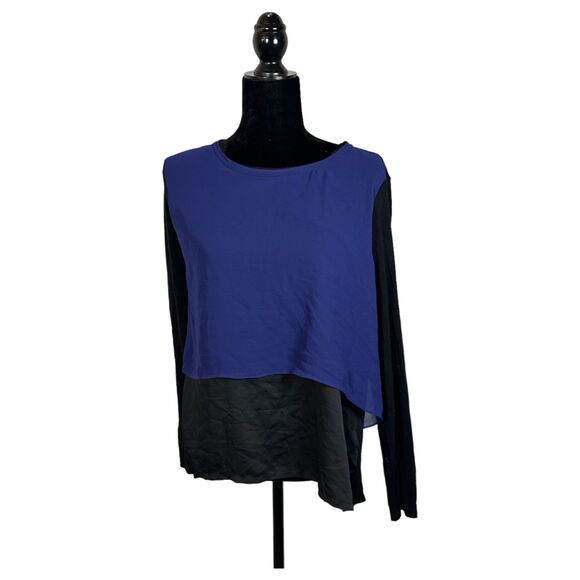 Elie Tahari for Design Nation Layered Lagenlook Navy Colorblock Blouse Large - Picture 1 of 5